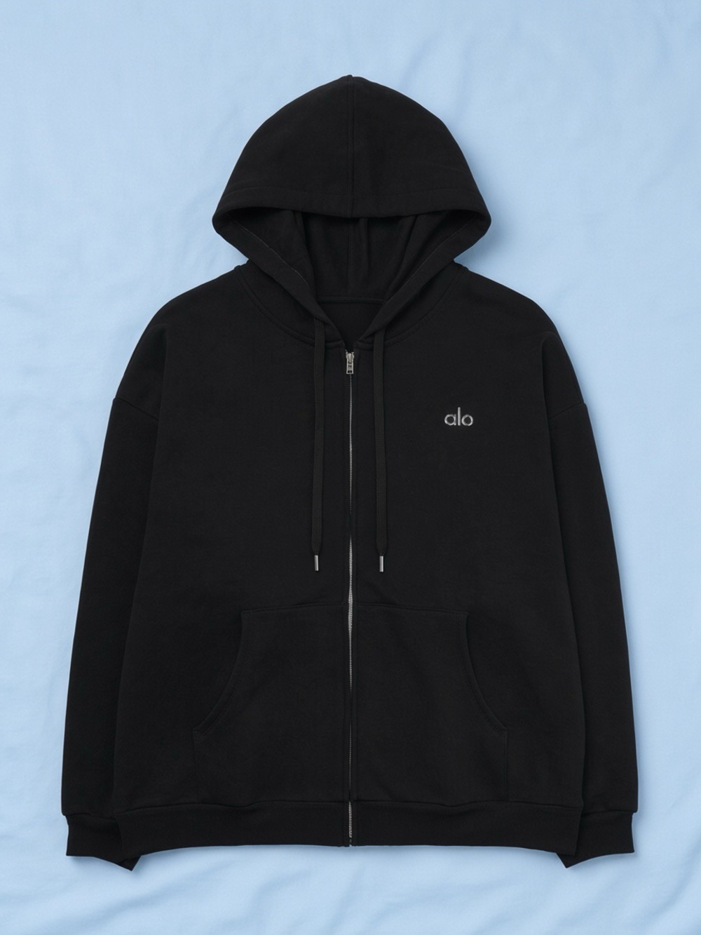 ALO Yoga Black Full-Zip Hoodie Sweatshirt